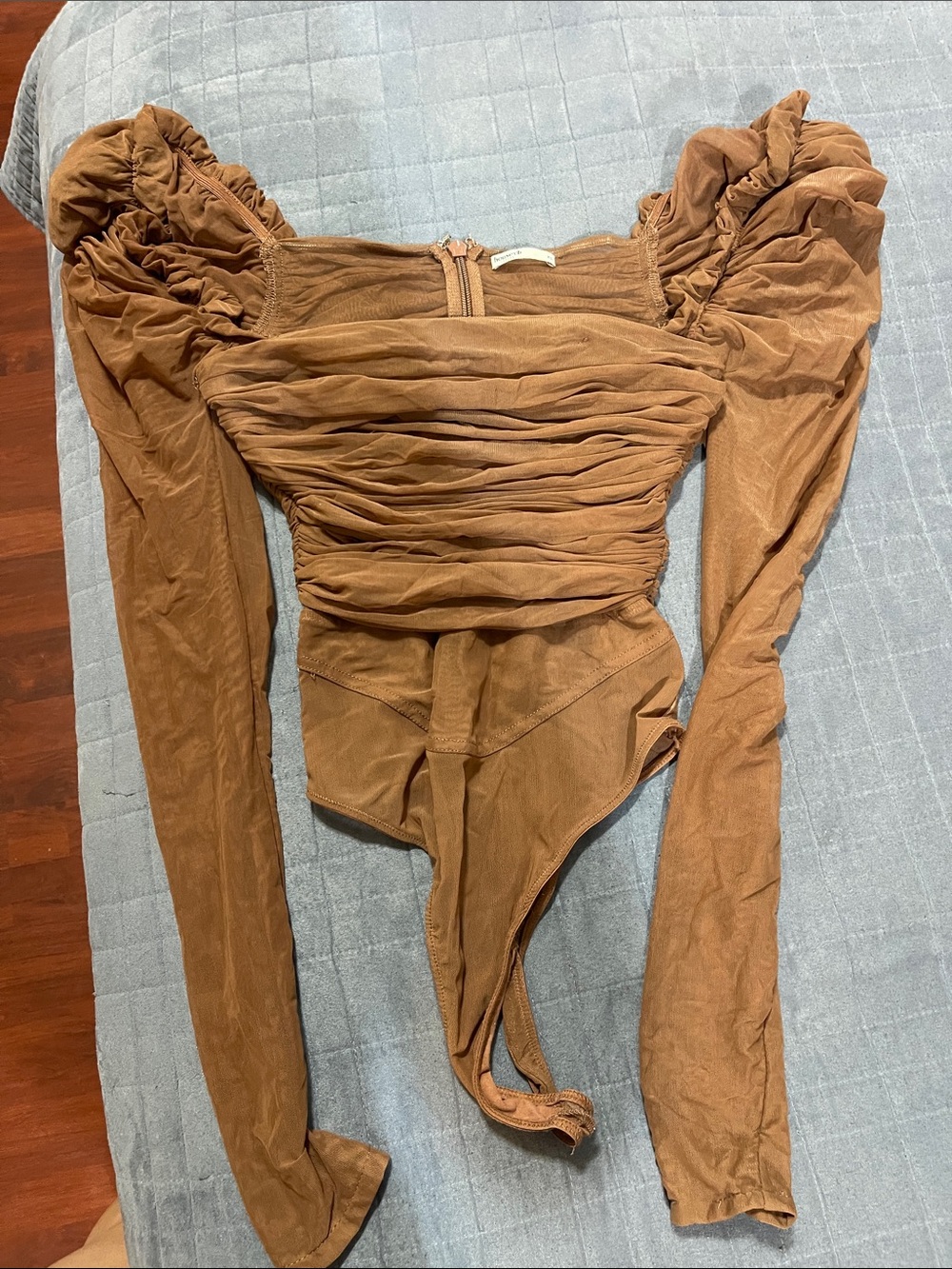House of CB Caramel Ruched Bodysuit